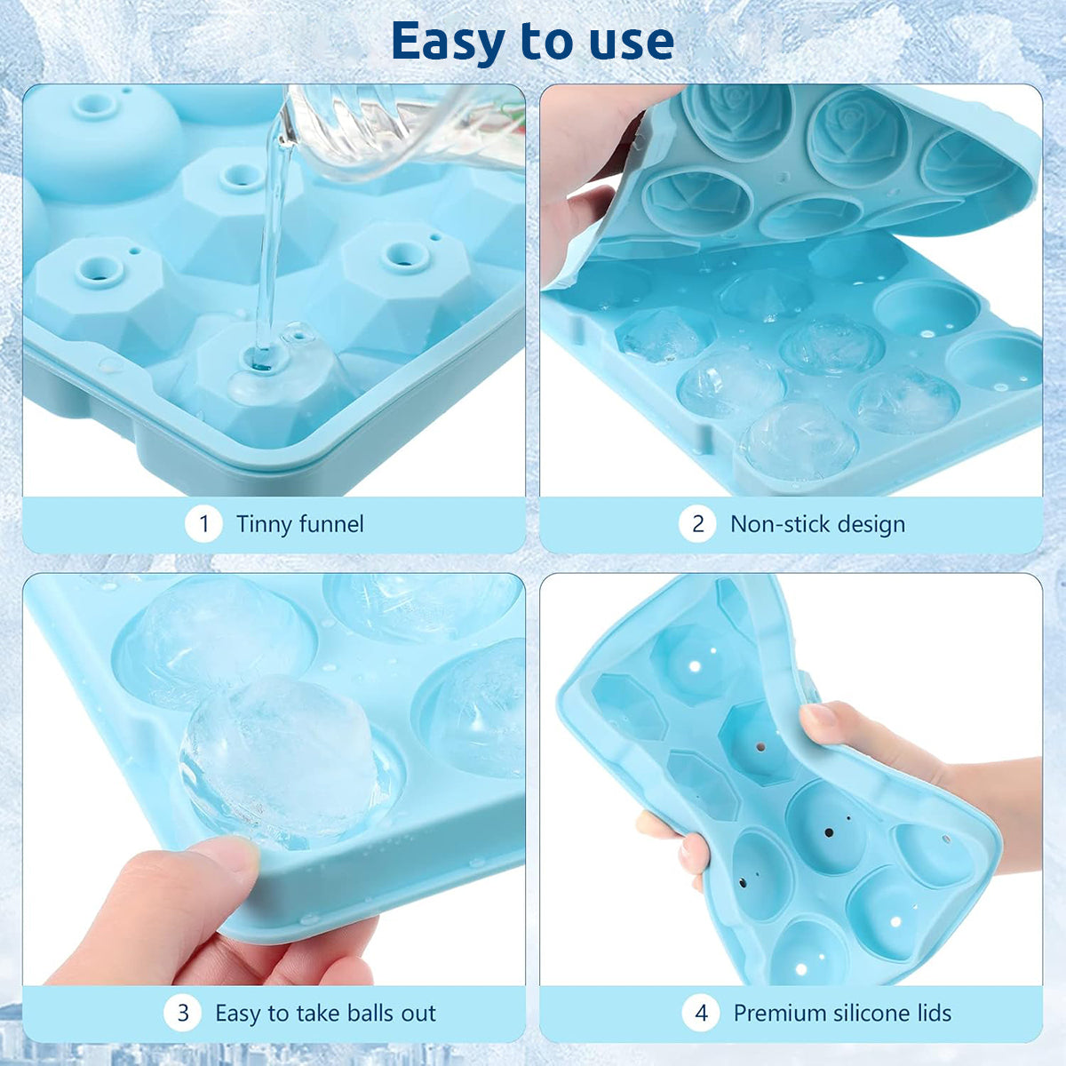 Rose & Diamond Silicone Ice Mold – 12 Large Ice Cubes