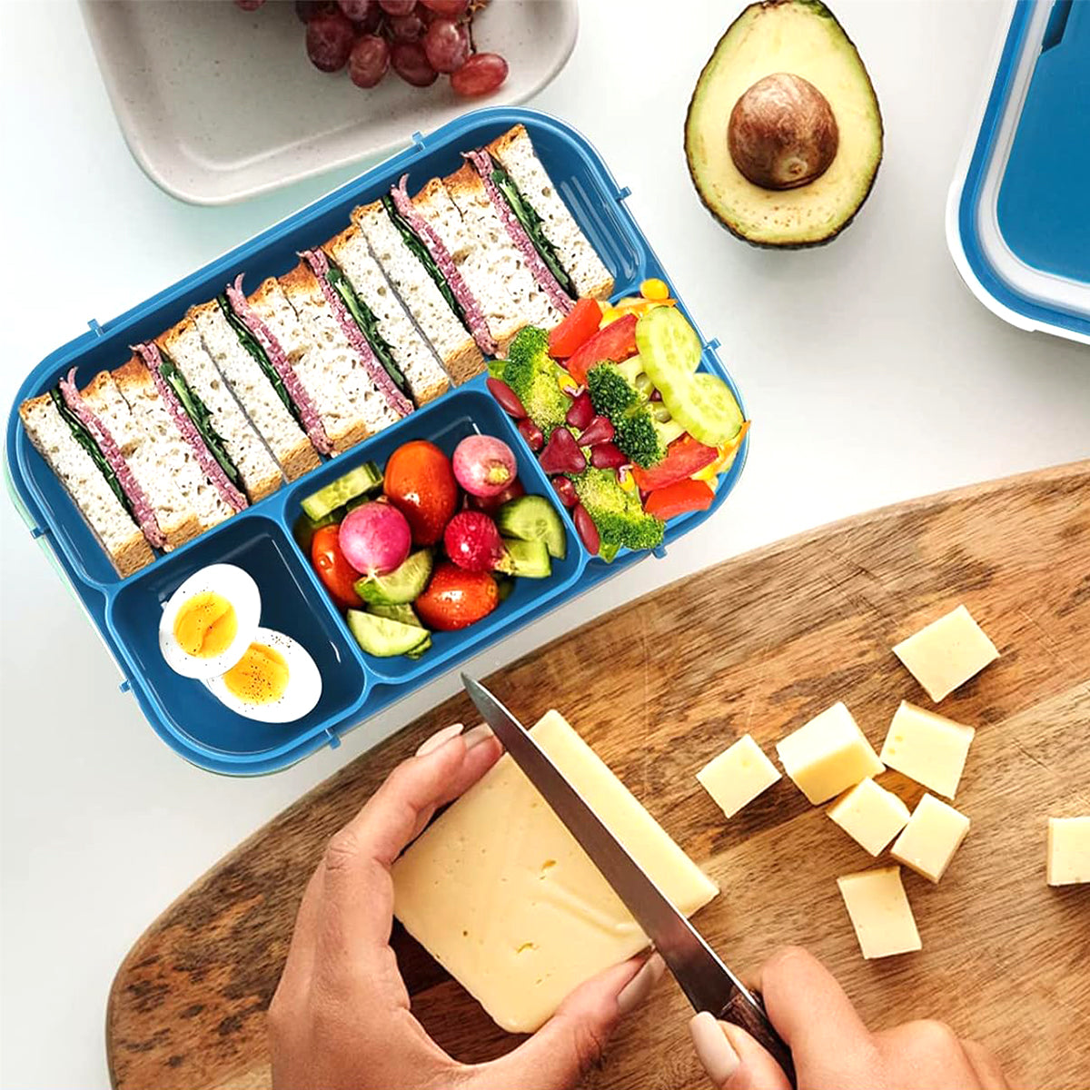 Leak-Proof Bento Lunch Box - 4 Compartment Container with Fork
