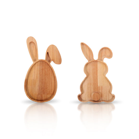 Bunny & Egg-Shaped Wooden Serving Platters – Festive & Fun!