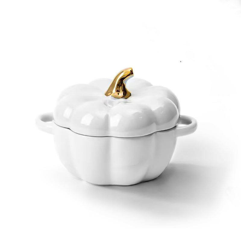 Pumpkin Ceramic Bowl with Lid – Bowl Set for Festive Serving