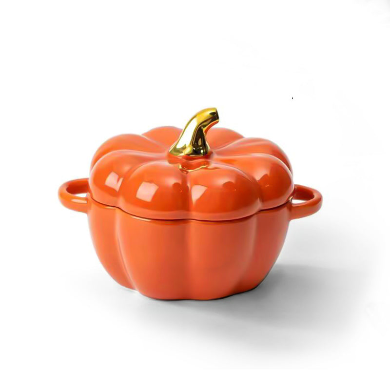 Pumpkin Ceramic Bowl with Lid – Bowl Set for Festive Serving