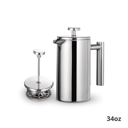Stainless Steel French Press - Double Insulated Coffee Maker