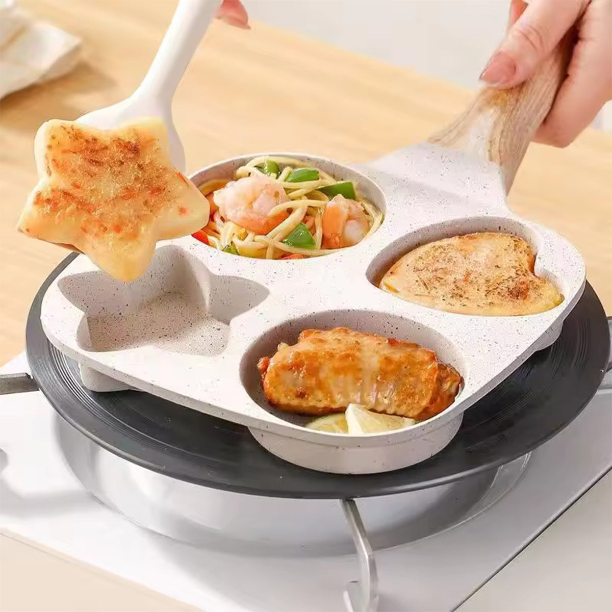 4-Cup Nonstick Breakfast Pan – Fun Shapes, Easy Clean
