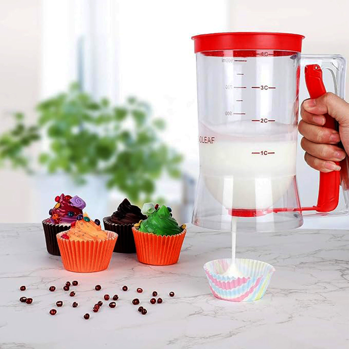 Pancake Batter Dispenser with Measuring Lines – No-Drip Design