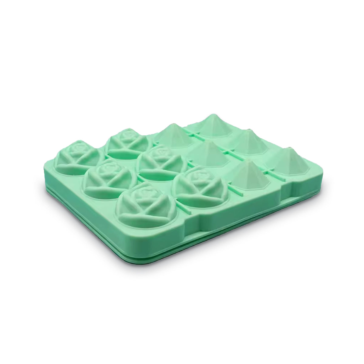 Rose & Diamond Silicone Ice Mold – 12 Large Ice Cubes