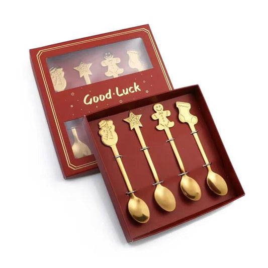 Christmas Coffee Tea Spoons Set - 4 Pcs Stainless Steel