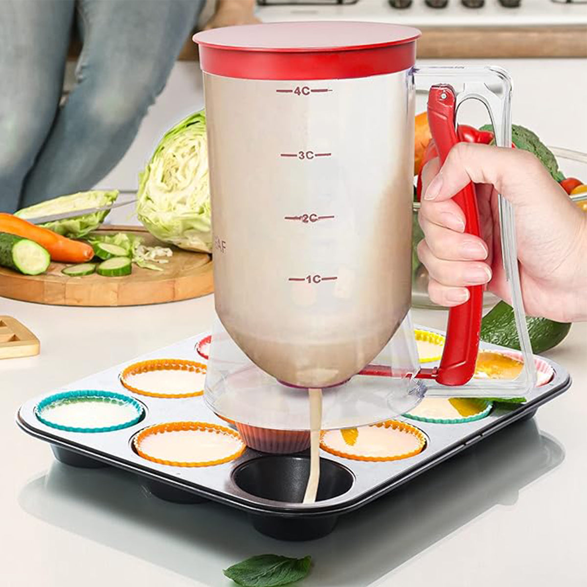 Pancake Batter Dispenser with Measuring Lines – No-Drip Design