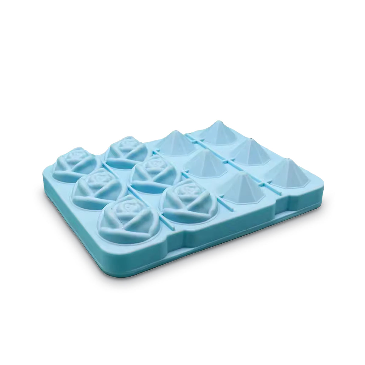 Rose & Diamond Silicone Ice Mold – 12 Large Ice Cubes