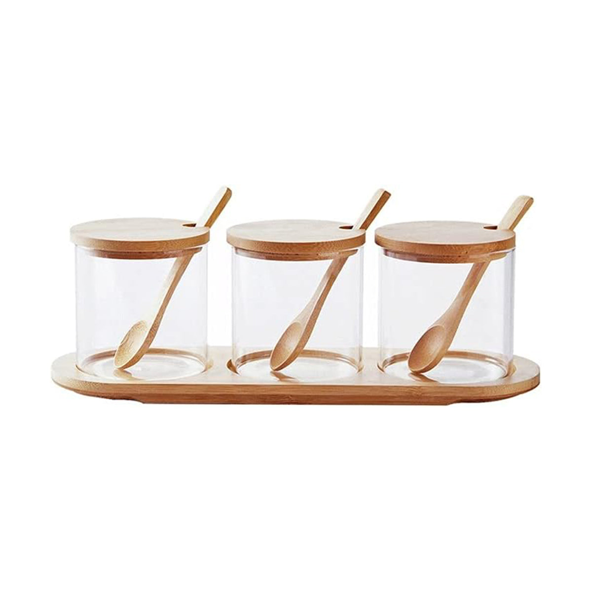 Glass Food Storage Containers with Wood Lids
