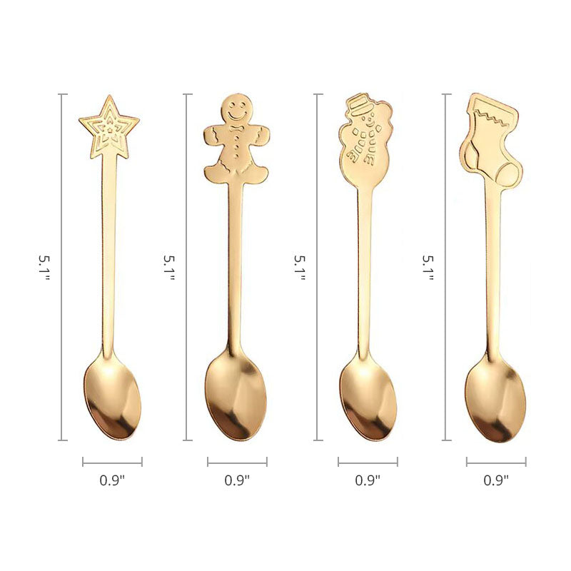 Christmas Coffee Tea Spoons Set - 4 Pcs Stainless Steel