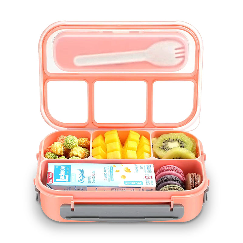 Leak-Proof Bento Lunch Box - 4 Compartment Container with Fork