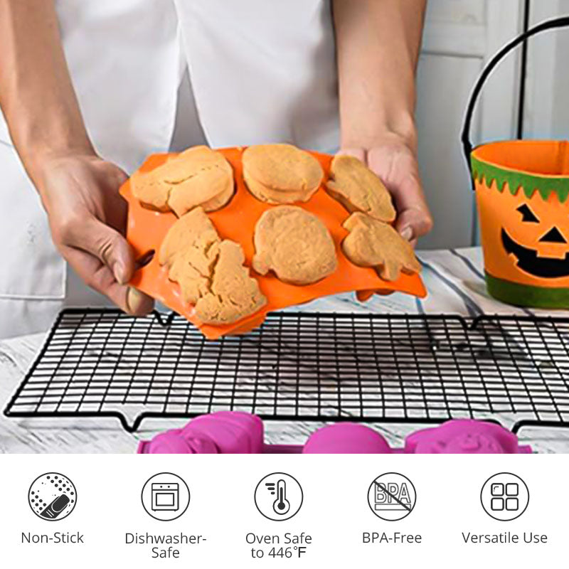 Halloween Silicone Baking Mold - Skull, Bat, & pumpkin Designs
