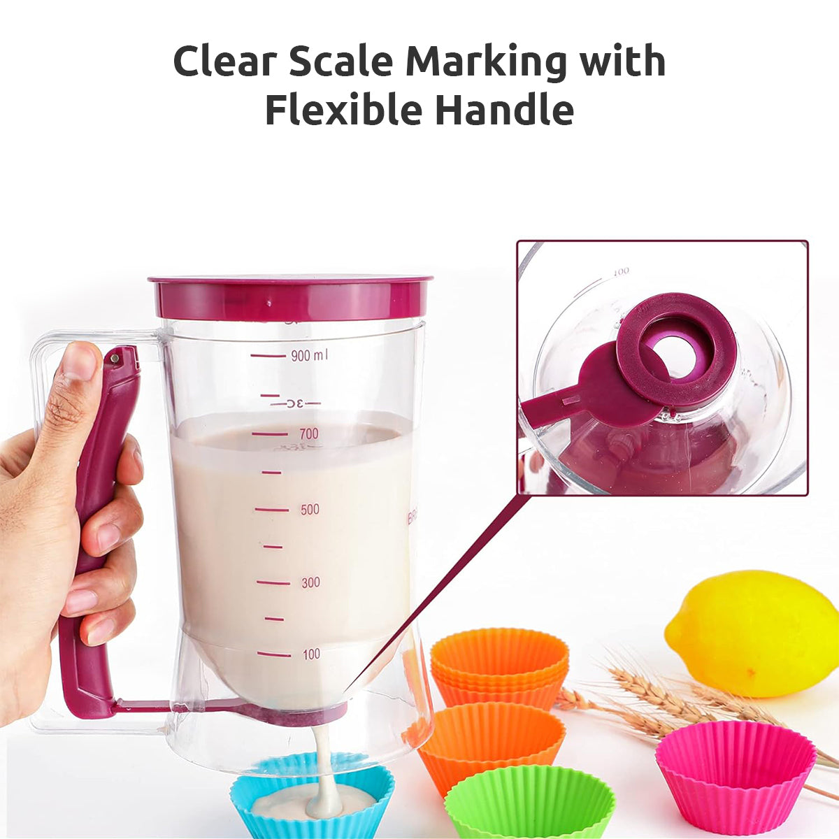 Pancake Batter Dispenser with Measuring Lines – No-Drip Design