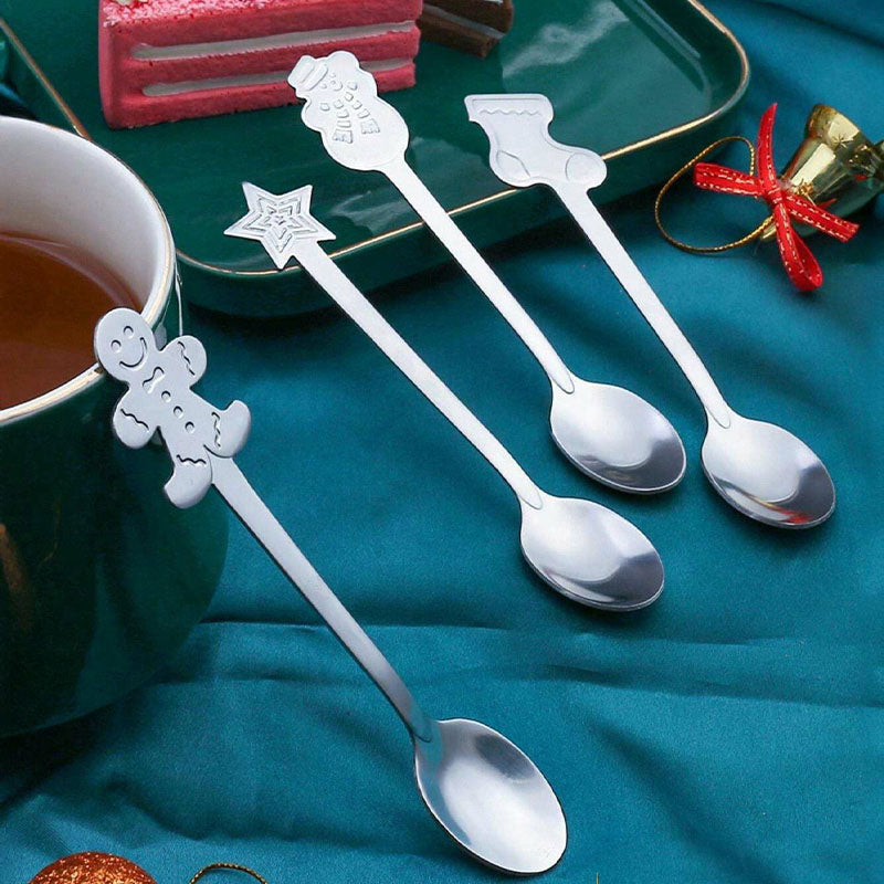 Christmas Coffee Tea Spoons Set - 4 Pcs Stainless Steel