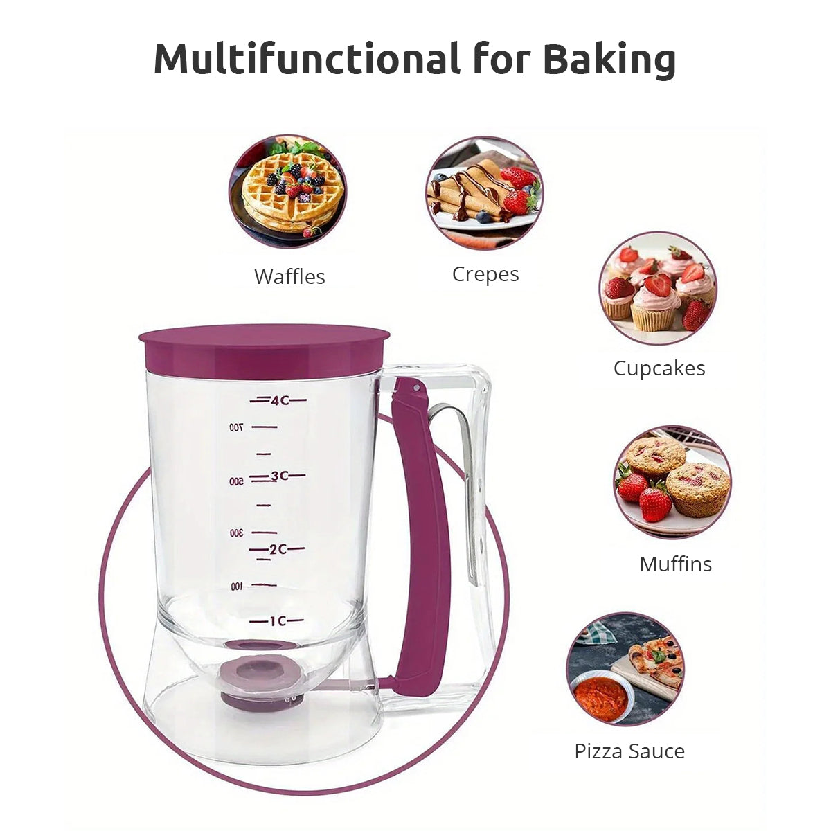 Pancake Batter Dispenser with Measuring Lines – No-Drip Design