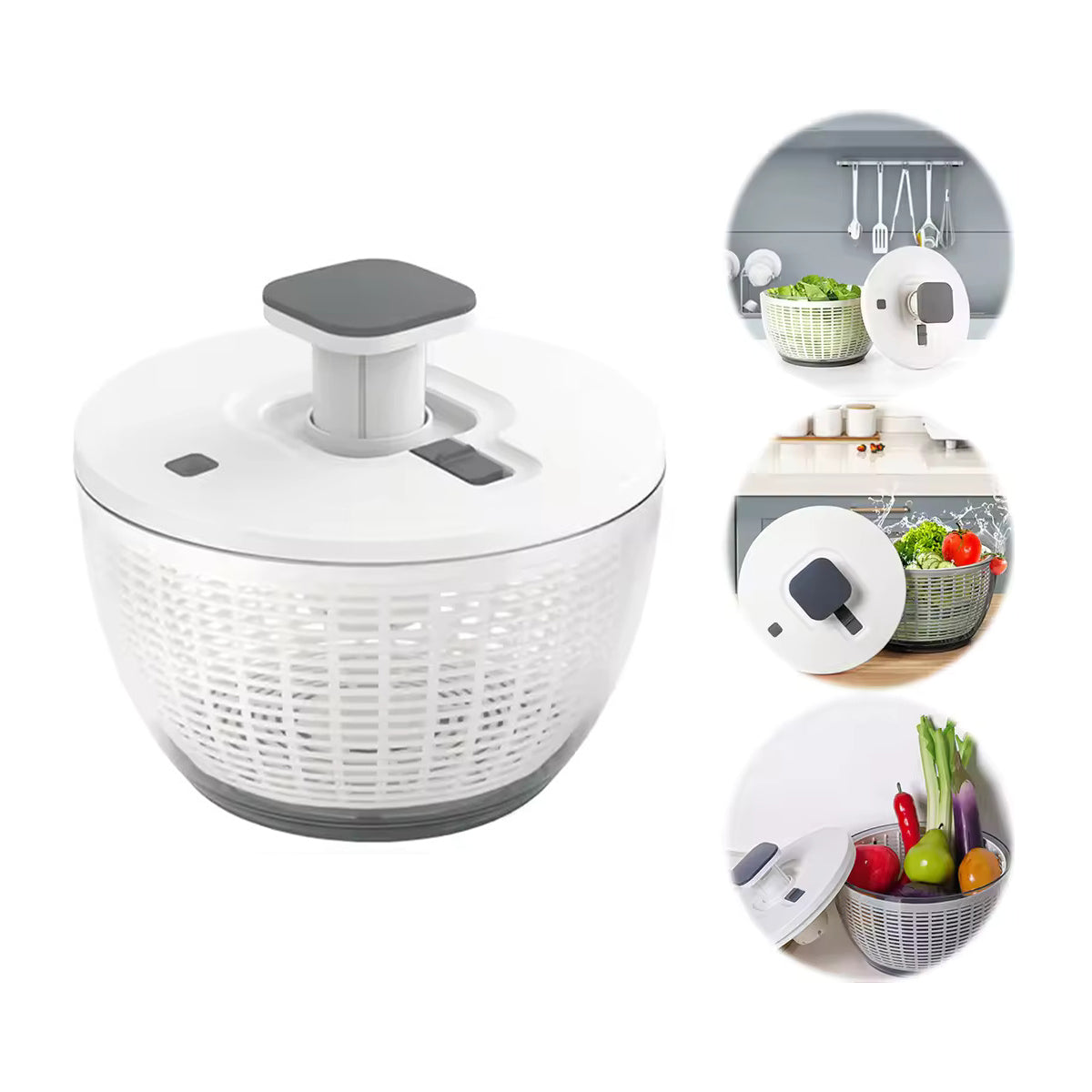 One-Handed Salad Spinner & Vegetable Dryer– Press Type