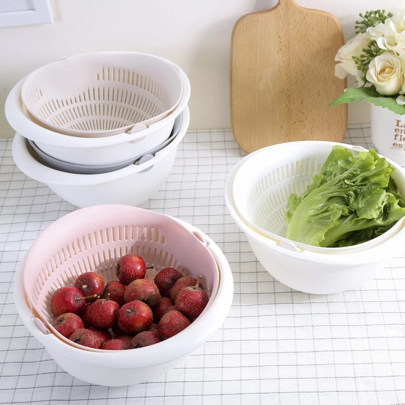 Double Drain Basket – Convenient Fruit & Veg Strainer