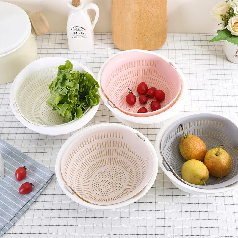 Double Drain Basket – Convenient Fruit & Veg Strainer