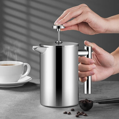 Stainless Steel French Press - Double Insulated Coffee Maker