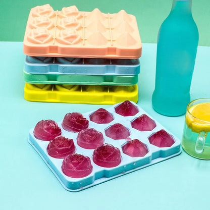 Rose & Diamond Silicone Ice Mold – 12 Large Ice Cubes