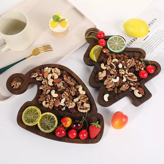 Holiday Wooden Serving Platters - Snack & Cake Tray