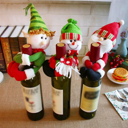 Christmas Wine Bottle Covers – Set of 3 Holiday Table Decor