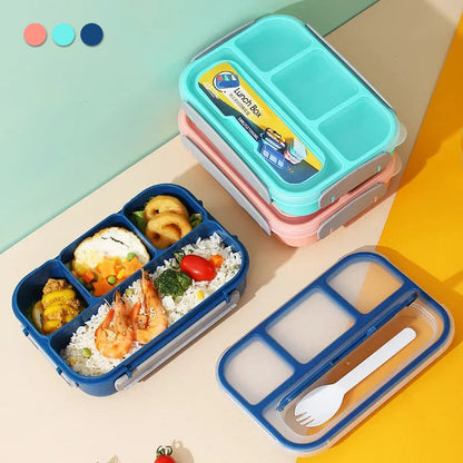 Leak-Proof Bento Lunch Box - 4 Compartment Container with Fork