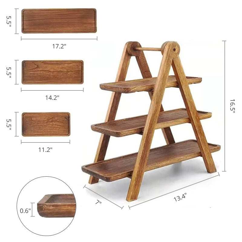 3-Tier Wooden Serving Tray – For Parties & Kitchen Storager