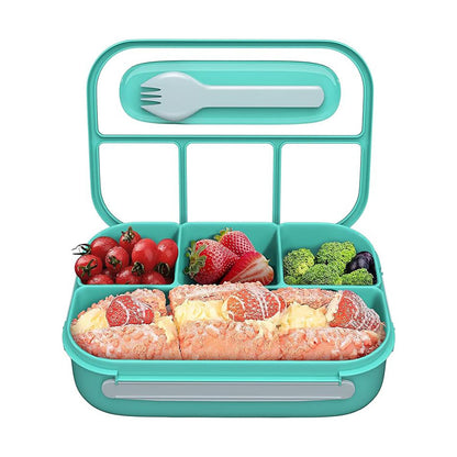 Leak-Proof Bento Lunch Box - 4 Compartment Container with Fork