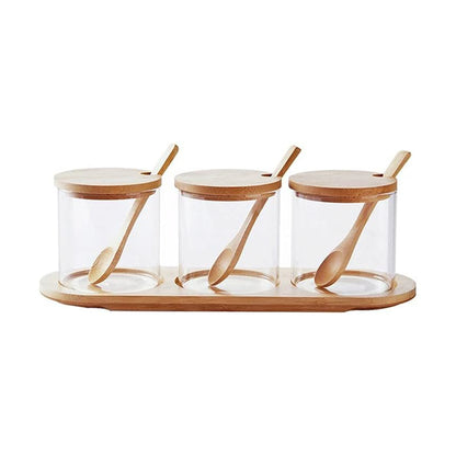 Glass Food Storage Containers with Wood Lids