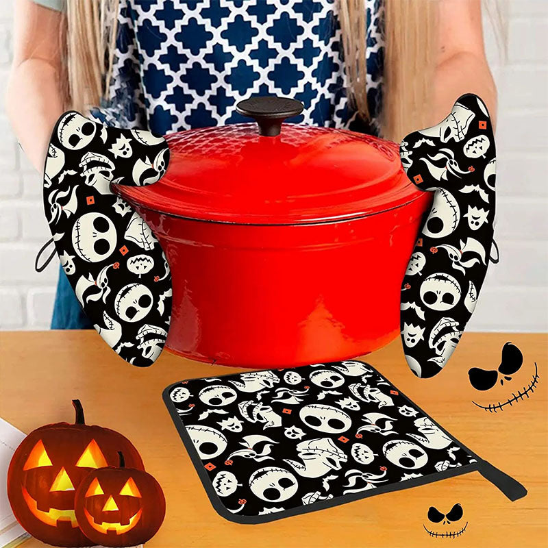 Halloween Oven Mitts and Pot Holders Set