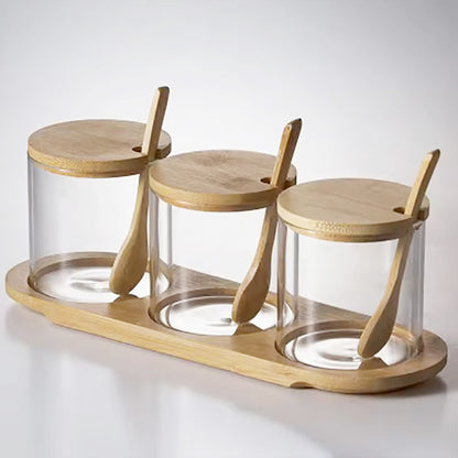 Glass Food Storage Containers with Wood Lids