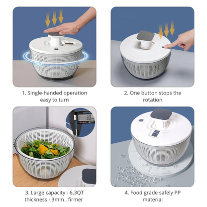 One-Handed Salad Spinner & Vegetable Dryer– Press Type