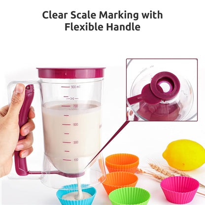 Pancake Batter Dispenser with Measuring Lines – No-Drip Design