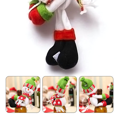 Christmas Wine Bottle Covers – Set of 3 Holiday Table Decor