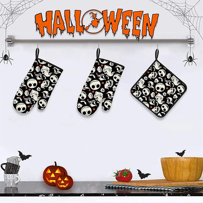 Halloween Oven Mitts and Pot Holders Set