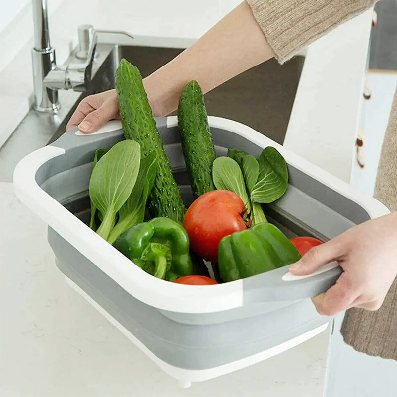 3-in-1 Foldable Cutting Board and Wash Basin - for Kitchen & Camping