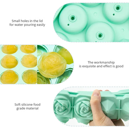 Rose & Diamond Silicone Ice Mold – 12 Large Ice Cubes