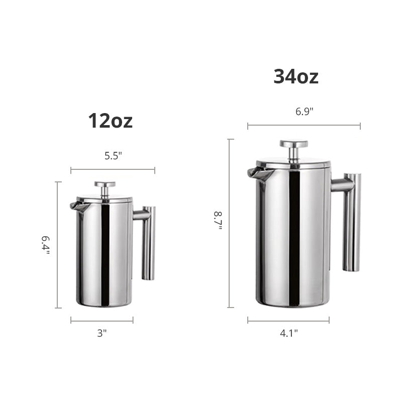 Stainless Steel French Press - Double Insulated Coffee Maker