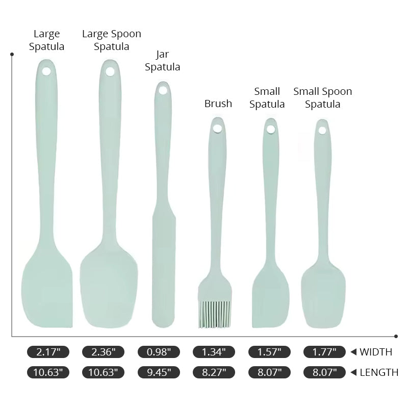 Silicone Spatula Set of 6 - Heat Resistant Cooking Tools