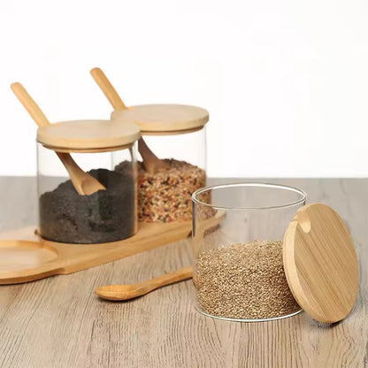 Glass Food Storage Containers with Wood Lids