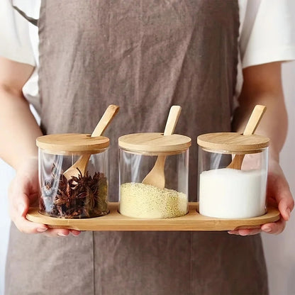 Glass Food Storage Containers with Wood Lids