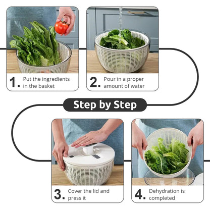 One-Handed Salad Spinner & Vegetable Dryer– Press Type