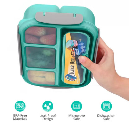 Leak-Proof Bento Lunch Box - 4 Compartment Container with Fork