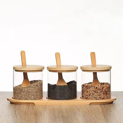 Glass Food Storage Containers with Wood Lids