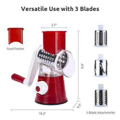 3-in-1 Manual Vegetable Slicer & Cheese Grater