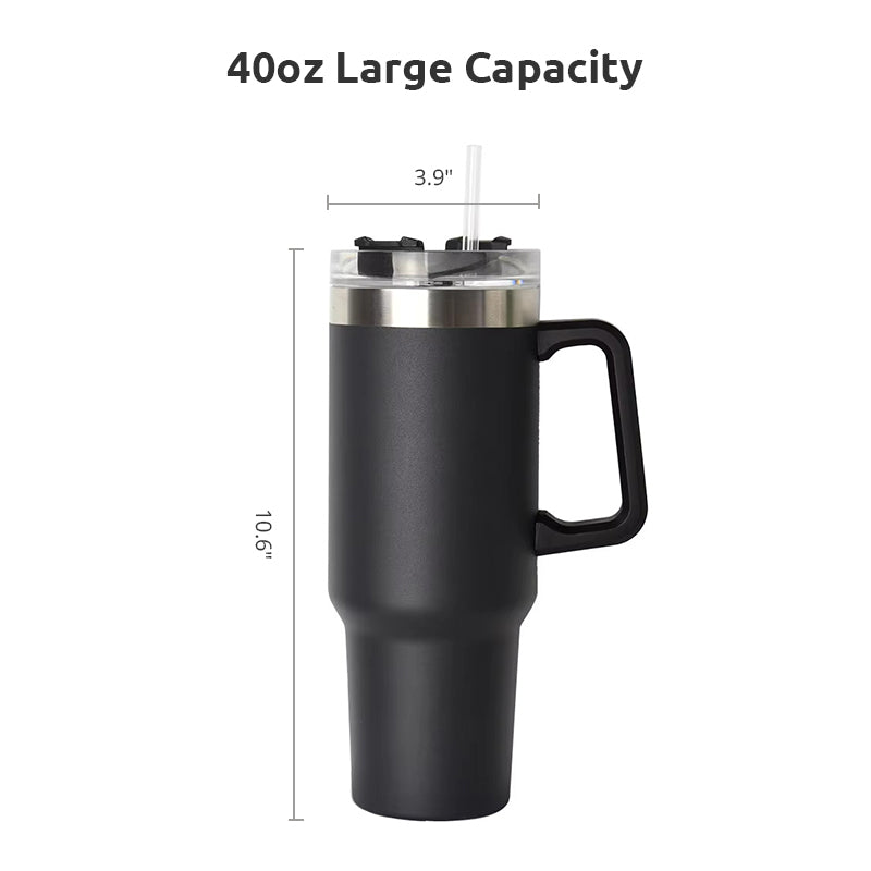 40oz Stainless Steel Tumbler with Lid & Straw - Travel Mug