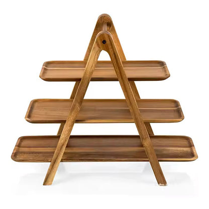 3-Tier Wooden Serving Tray – For Parties & Kitchen Storager