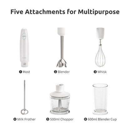 MYVES 5 In 1 Immersion Blender - A2 | 800W with 18 Speeds and Turbo Mode Handheld Blender