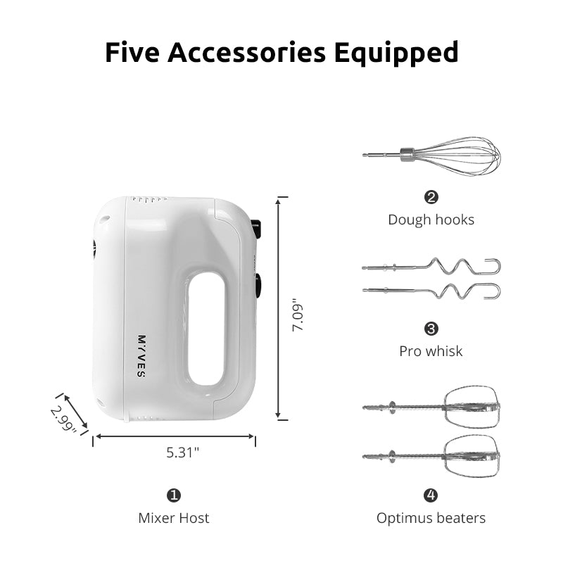 MYVES Electric Hand Mixer - X1 | 5 Accessories Hand Mixer Set